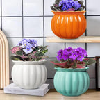 BUYMAX African Violet Pots, Halloween Pumpkin Plant Pots Ceramic Easy Self - Image 2