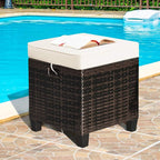 Tangkula 2 Pieces Outdoor Patio Ottoman, All Weather Rattan Wicker Ottoman Seat - Image 2