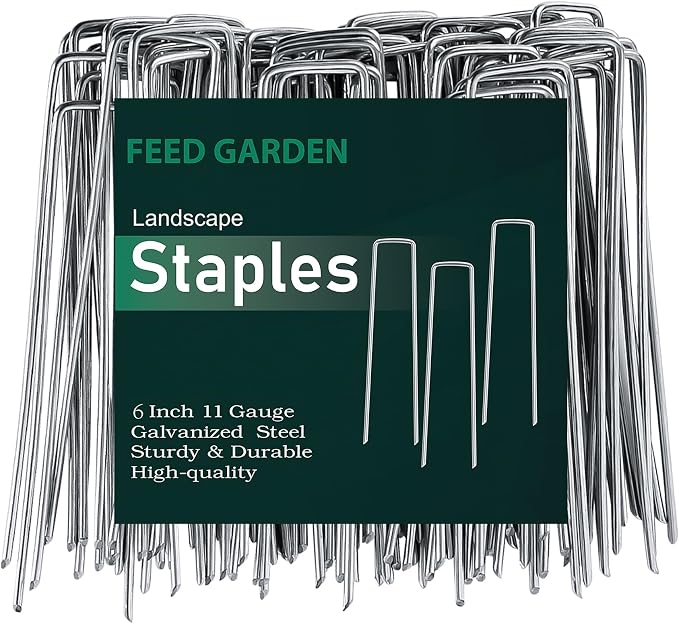 FEED GARDEN 6 Inch 1000 Pack Galvanized Landscape Staples 11 Gauge Anti-Rust by FEEDGARDEN