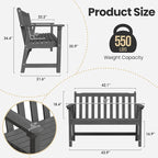 Ciokea 48" Outdoor Bench, HDPE Weatherproof Porch Bench, 2-Person Garden Benches - Image 2