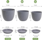 12/10/9 inch Large Plant Pots, 3 Pack Modern Decorative Plastic Planters - Image 3
