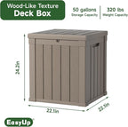 EasyUp 50 Gallon Outdoor Storage Box, Resin Waterproof UV-Resistant Deck Box - Image 2