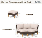 PHI VILLA 4-Piece Curved Patio Furniture Set, Half-Moon Wicker Sectional - Image 2