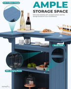 SERWALL Outdoor Bar Table Set – HDPE Blue Patio Bar Cabinet - Image 4
