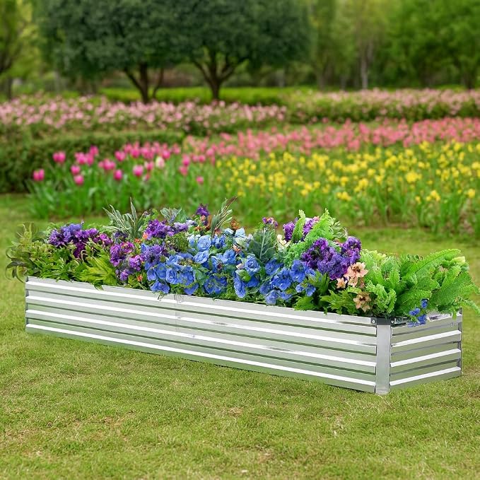 2 Pack 8x2x1FT Galvanized Raised Garden Bed Kit, Outdoor Metal Planter Box - Image 4