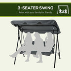 Outsunny 3-Seat Outdoor Patio Swing Chair - Image 5