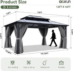 Aoxun 12'x16' Hardtop Gazebo, Aluminum Frame Permanent Pavilion - Image 4