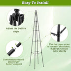 2 Pack Garden Trellis for Climbing Plants Outdoor, 63inch Tall Rustproof Metal - Image 3