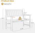 LUE BONA Outdoor Bench, 2-Person HDPS Garden Bench, Outdoor Benches Weatherproof - Image 3