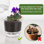Self Watering Pots, 3 Pack 4 Inch Clear Plant Pot Self Watering Planter Flowers - Image 5