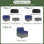 Aoxun 10 Piece Patio Furniture Set Wicker Rattan Patio Conversation Set Outdoor - Image 6
