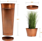 28in Tall Copper Planters Set of 2, Galvanized Steel Tall Outdoor Planter - Image 9