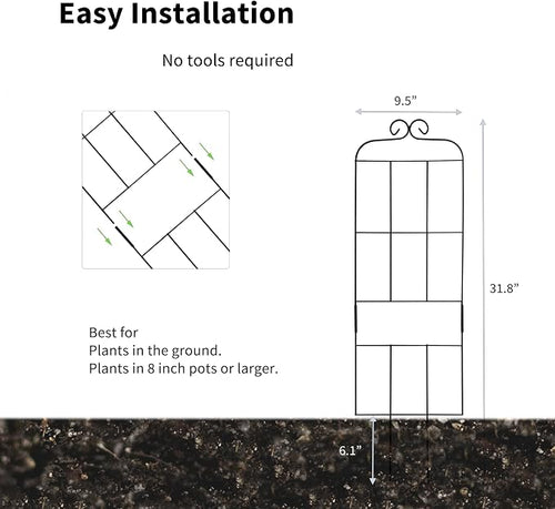 4 Pack 31'' Plant Trellis for Climbing Plants Indoor & Outdoor, Metal Trellis - Image 2