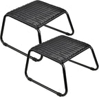 Wicker Ottomans Outdoor Footstool, Patio Rattan Garden Furniture All Weather by Deugold