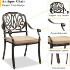 VINGLI 5-Piece Outdoor Patio Dining Set, Cast Aluminum All-Weather Outdoor - Image 5