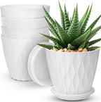 6 inch Plant Pots, 5 Pack Flower Pots Outdoor Indoor, Planters by AFamilyofGardenLovers