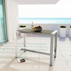 Modway Shore Aluminum Outdoor Patio 60" Rectangle Bar Table in Silver Gray - Image 2