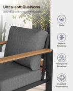 Aluminum Outdoor Sofa Bistro Set, 3 Piece Outdoor Patio Furniture Set - Image 6