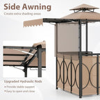 Tangkula 3 Piece Patio Bar Set, Grill Gazebo & 2 Foldable Bar Stools - Image 6
