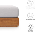 Modway Tahoe Acacia Wood Outdoor Ottoman in Natural Light Gray - Image 7