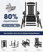 KINGYES Outdoor Rocking Chair Set of 2, High Density Polyethylene Patio Rocking - Image 3