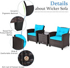 Tangkula 3 Pieces Patio Furniture Set, PE Rattan Wicker 3 Pcs Outdoor Sofa Set - Image 5
