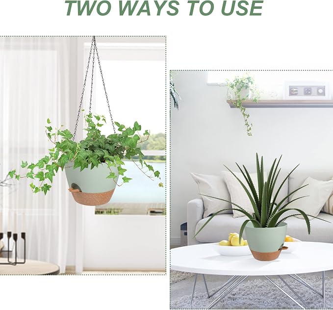 Hanging Planters for Indoor Outdoor Plants, 2 Pack Self Watering Hanging Pot - Image 6