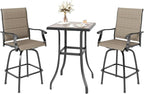 MFSTUDIO 3 Piece Outdoor Swivel Bar Set, Outdoor Bar Table and Chairs Set by MFSTUDIO