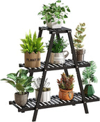 GHWIE Plant Stand Indoor Plant Shelf Outdoor bamboo Plant Rack, 3 Tiers Ladder by GHWIE