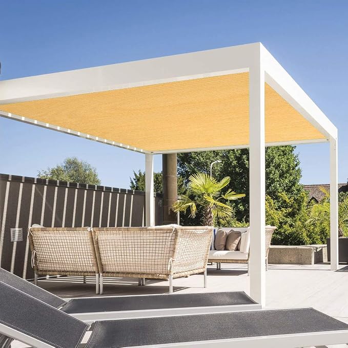 Eden's Decor Straight Flat-Edged Sun Shade Sail Rectangular 6' x 13' Wheat - Image 5