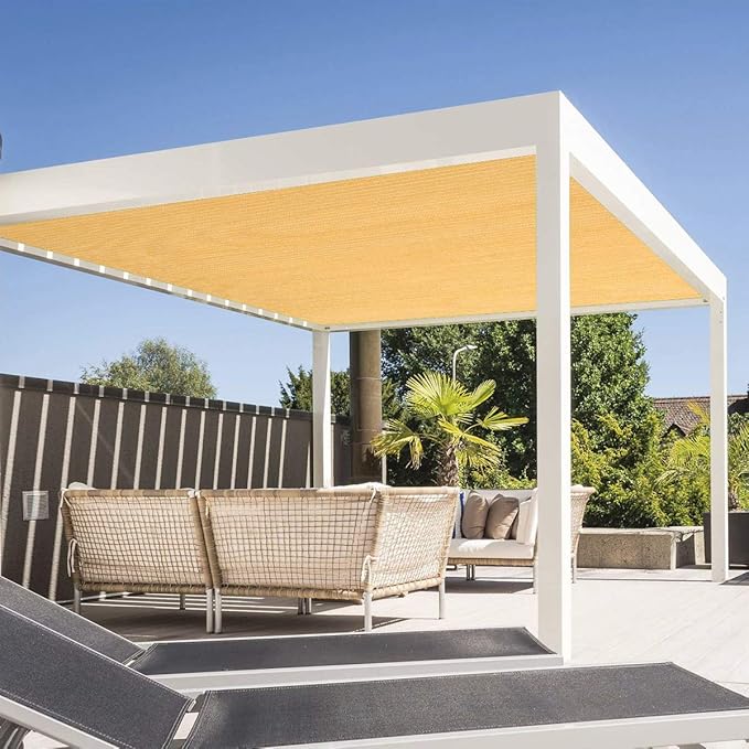 Eden's Decor Straight Flat-Edged Sun Shade Sail Rectangular 5' x 6' Wheat - Image 5