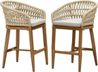 PURPLE LEAF Outdoor Rattan 24" Counter Height Bar Stools Chair Set of 2 by PURPLELEAF