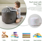 HIGOGOGO Round Stuffed Pouf Ottoman, Pu Leather Poufs - Image 3