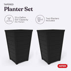Keter Set of 2 Modern 22‑Inch Tall Outdoor Flower Pots – Large Resin Tapered - Image 5