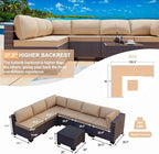 Kullavik 7 Pieces Outdoor Patio Furniture Set PE Wicker Rattan Sectional Sofa - Image 6