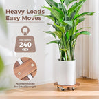 Bamworld Plant Stand Outdoor Rolling Tray Plant Caddy - Image 2