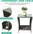 Wicker Rattan Side Table, Outdoor Square Rattan Coffee End Table - Image 6