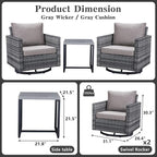 Belord Outdoor Bistro Set 3 Piece Wicker Swivel Rocker Patio Chairs, Oversize - Image 2