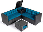 VINGLI 4 Pieces Outdoor Sectional Wicker Patio Furniture Set, Patio Sectional - Image 8