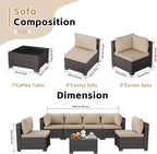 LEVELEVE 7 Pieces Outdoor Patio Furniture Sets, Rattan Conversation Sectional - Image 2