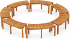 Tangkula Outdoor Curved Bench, Acacia Wood Fire Pit Bench w/Slatted Seat by TANGKULA