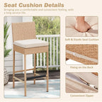 ECOTOUGE Outdoor Bar Stools, Wicker Woven Patio Stools & Patio Bar Chairs - Image 4