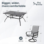 PHI VILLA Patio Dining Set for 6, Large Metal Table and 6 Outdoor Swivel Dining - Image 7