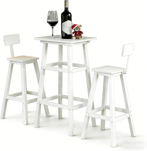 3-Piece Outdoor High Table Set, HDPE Weather Resistant by NagaBahna