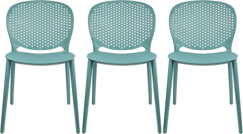 2xhome Set of 3 Patio Dining Chairs | Modern Stackable Outdoor Pool Side Chair by 2xhome