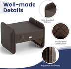 Tangkula 2 Pieces Patio PE Wicker Ottomans - Image 7