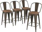 Yongqiang 30 inch Metal Bar Stools Set of 4 Bar Height Stools Kitchen Island by lightupyourlife