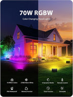 Onforu LED Flood Light Outdoor 700W Equiv, 70W Color Changing RGBW 2700K - Image 2