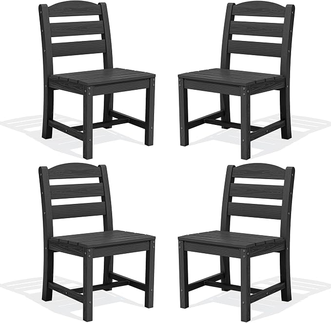 SERWALL Outdoor Dining Chairs Set of 4, All-Weather HDPE Patio Chair by SERWALL