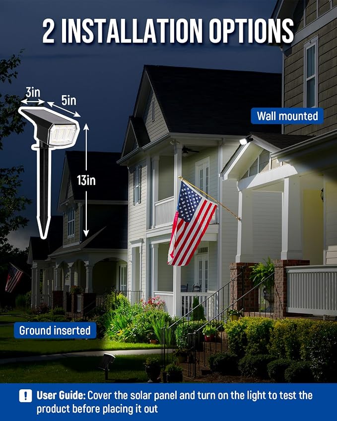 Solar Spot Lights Outdoor Waterproof 2 Pack IP65, 63 LED 3 Lighting Modes - Image 6